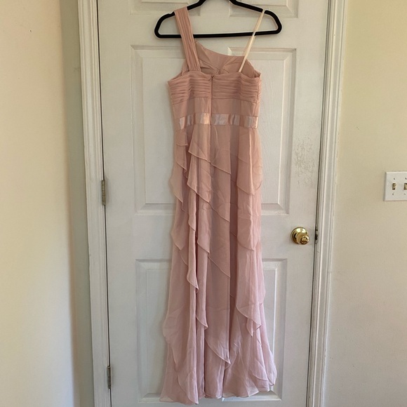 Adriana Papell One Shoulder Ruffled Chiffon Formal Gown - Picture 6 of 8